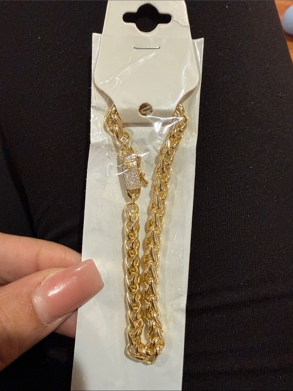 Gold Rope Chain Bracelet with Decorative Clasp